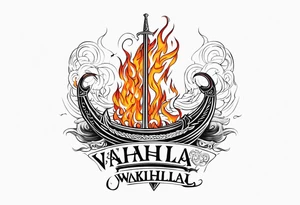 valhalla sword viking ship on fire tattoo idea