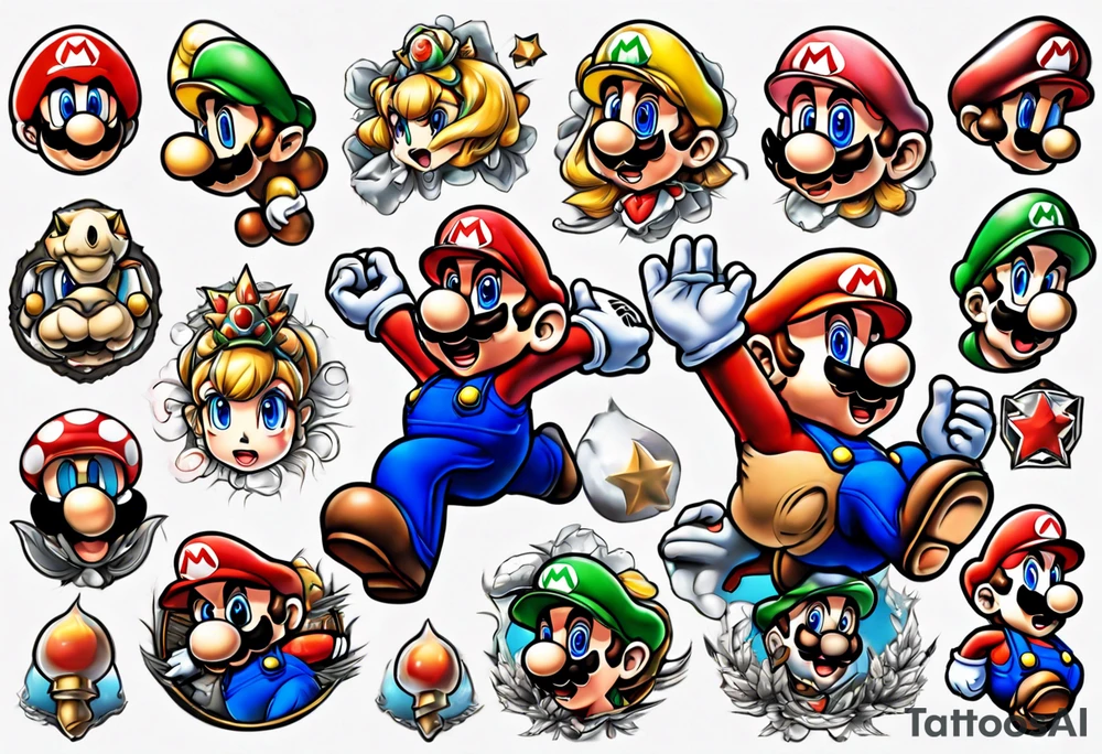 super mario anime tattoo idea