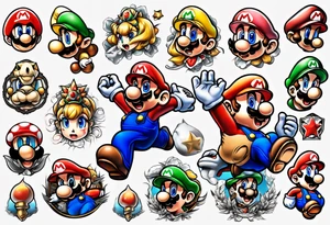 super mario anime tattoo idea