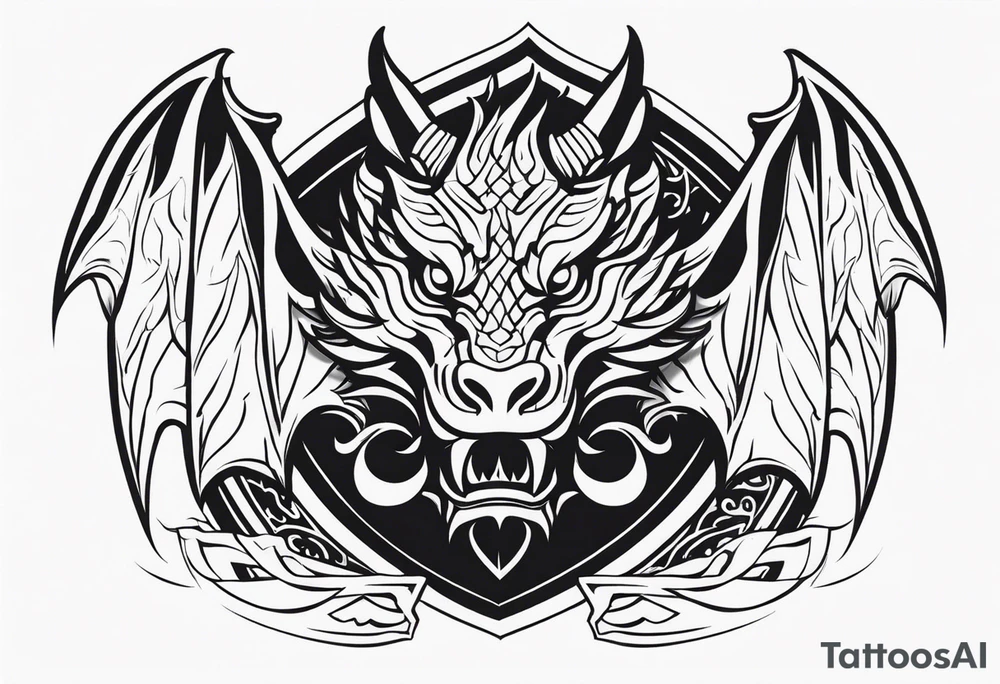 Valhalla sword shield dragon head tattoo idea