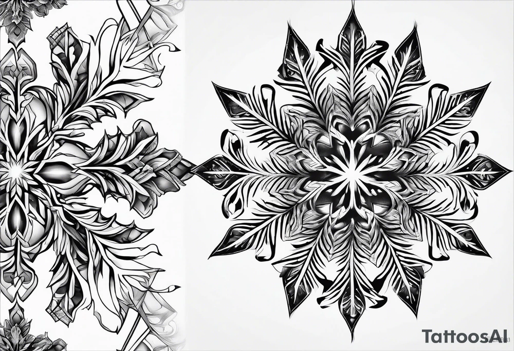 Branched crystal fractal snowflake tattoo idea