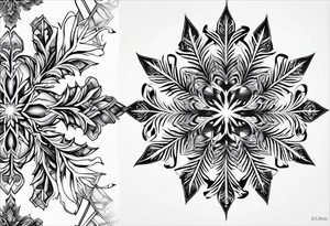Branched crystal fractal snowflake tattoo idea