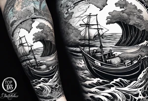 nautical map with oceanography for an arm sleeve tattoo idea