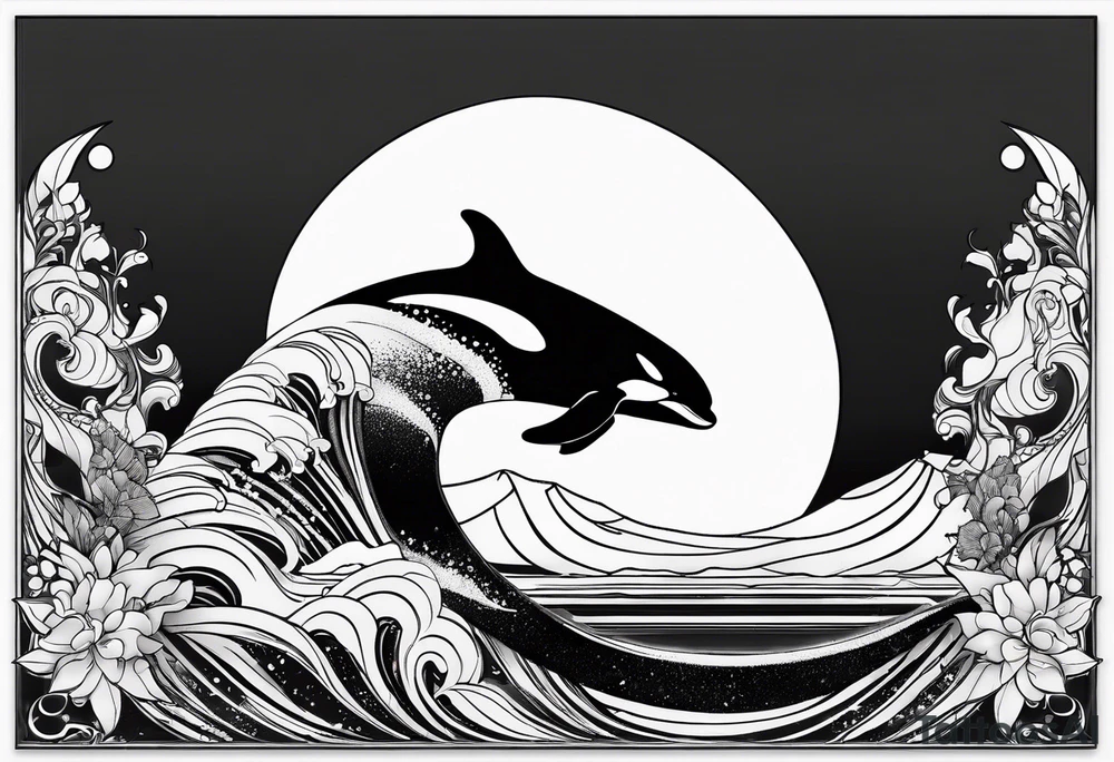 Killer whale outline with no shading but grunge tattoo idea