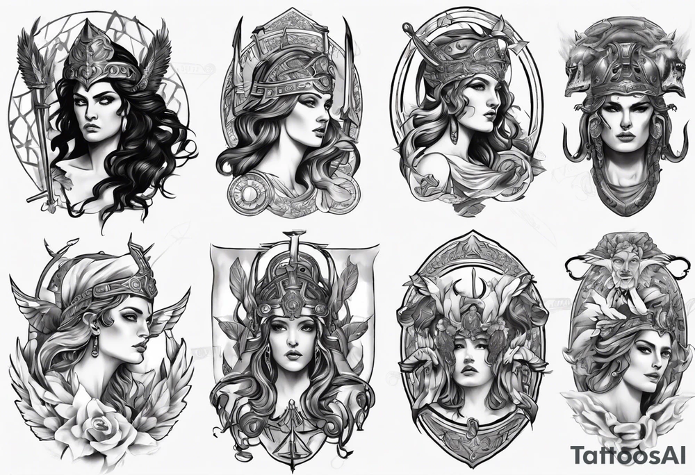 Greek goddess war lord tattoo idea