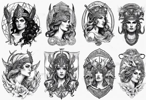 Greek goddess war lord tattoo idea