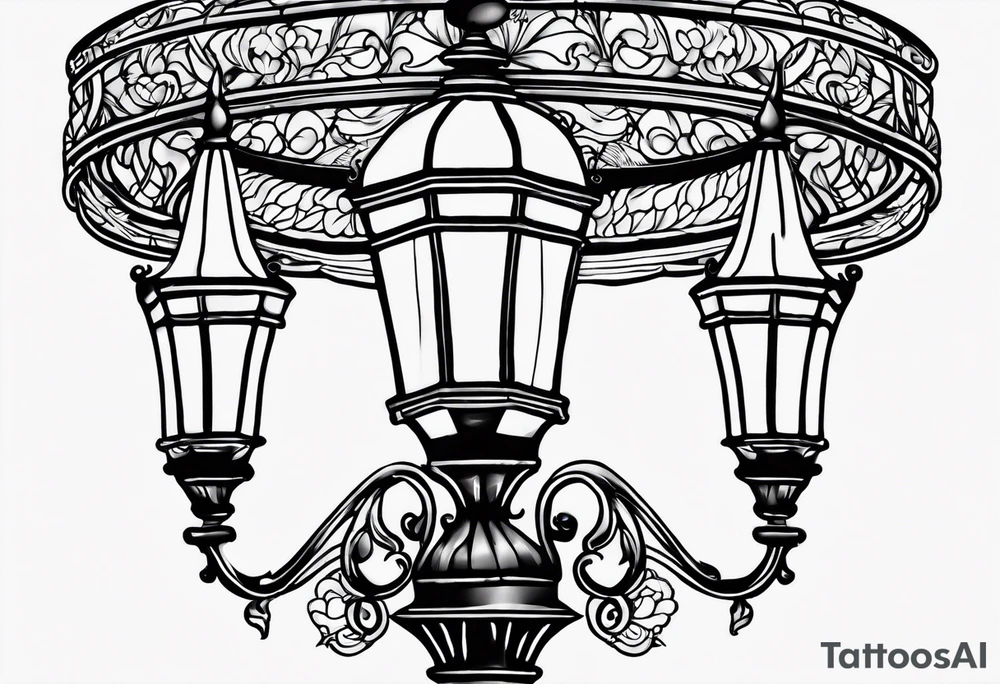 Street lamp whole thing no background tattoo idea