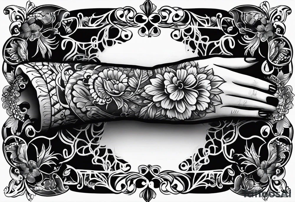 Elbow length lace glove tattoo idea