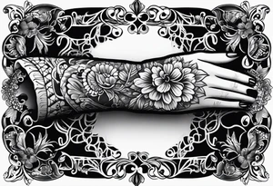 Elbow length lace glove tattoo idea