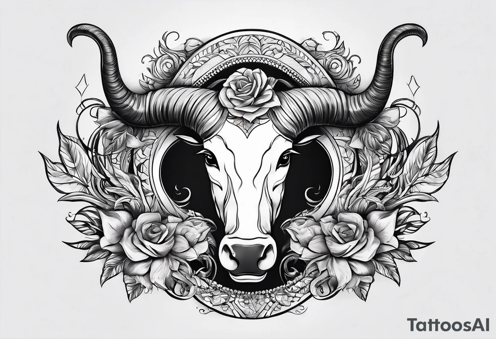 horns with date incorporated 04-02-85 tattoo idea
