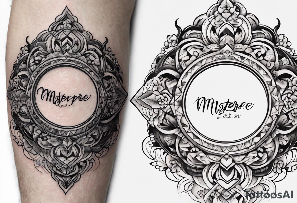 tattoo of wedding rings with the dates 5/23/2023 combined with fire tattoo idea