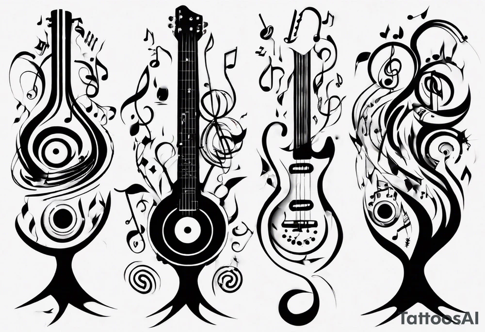 music speaker note tree stave DJ tattoo idea