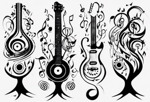 music speaker note tree stave DJ tattoo idea