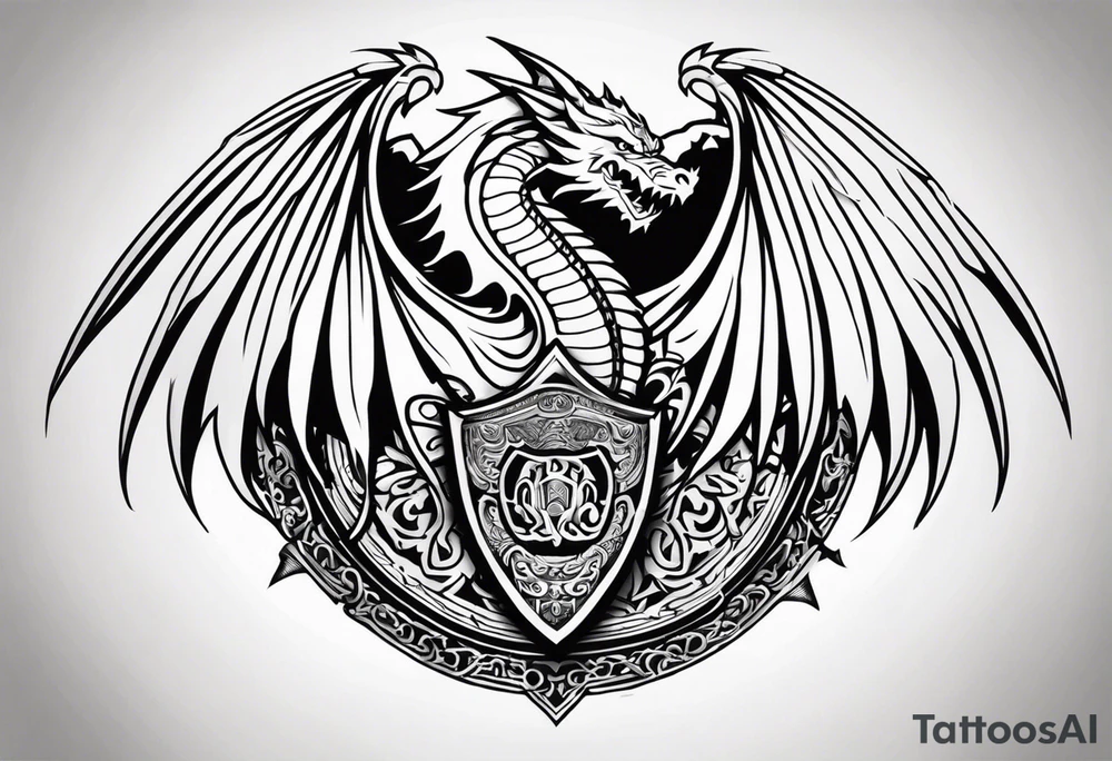 Valhalla sword shield dragon tattoo idea