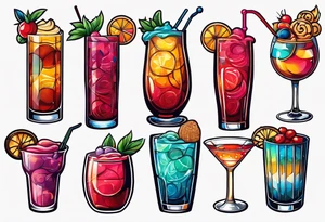 bold, colorful, simple design, cocktail, cookie, in a circle design tattoo idea