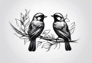 Small two birds fine line tattoo idea