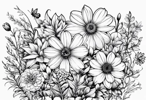 Wildflowers, smaller, vertical tattoo idea