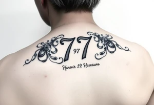 Unterarm sleeve mit dem geburtsjahr meiner oma die heute 77 wäre, etwas mit hannover 96, einem loorberkranz und etwas mit harsum 31177 tattoo idea