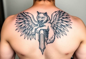 guardian angel wolf on a motorcycle tattoo idea