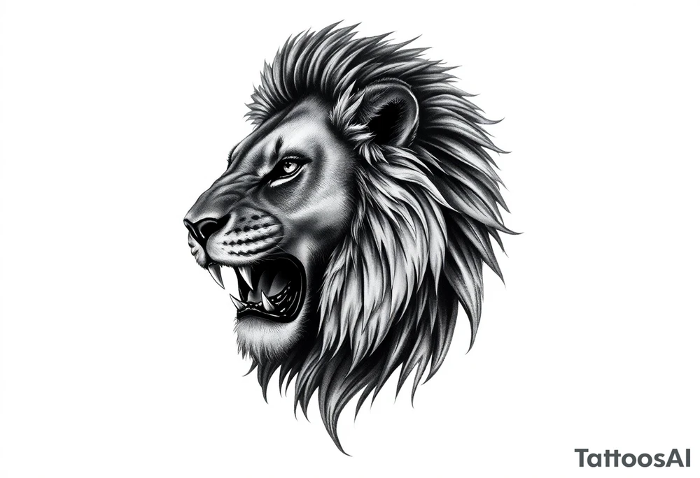 powerful majestic lion, close-up tattoo idea