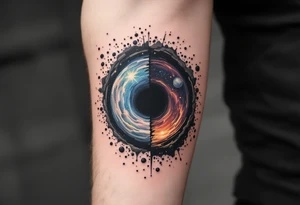 2 different universe's on each side of a black hole tattoo idea