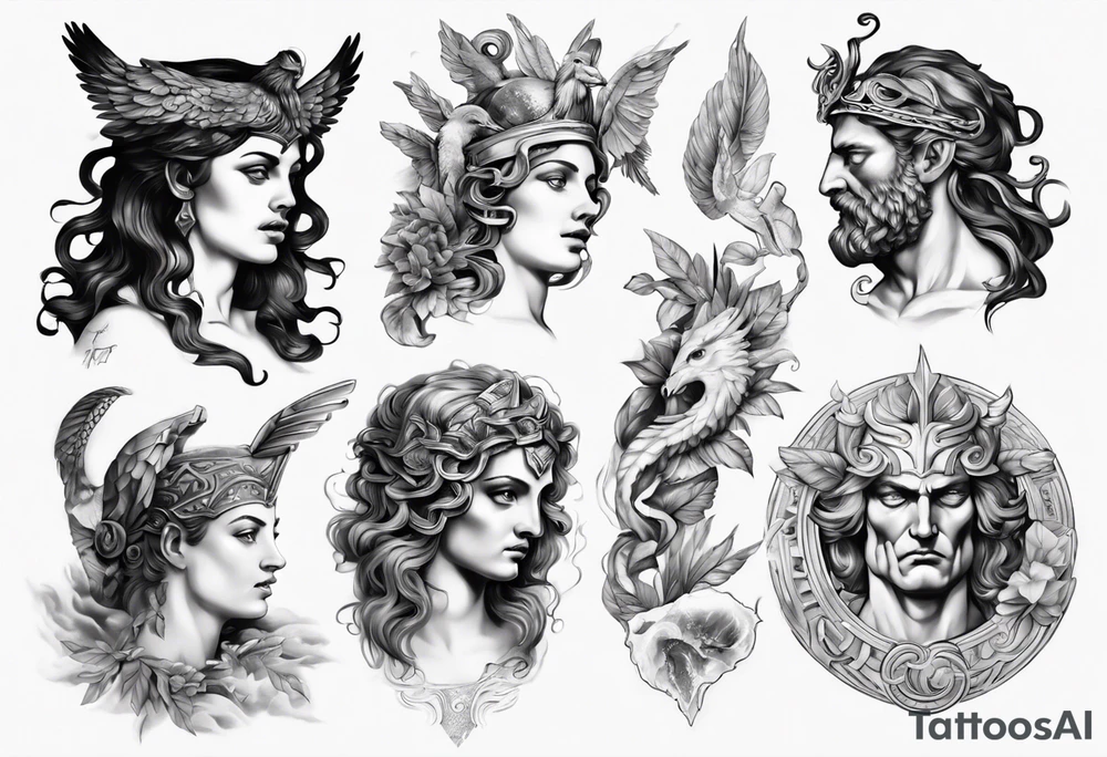realistic greek mythology tattoo idea