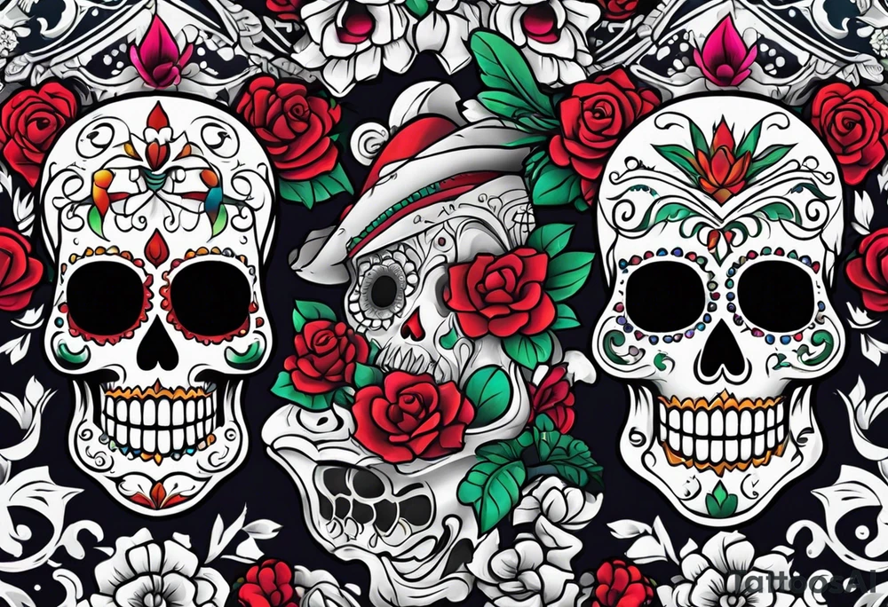 Mexico day of dead tattoo idea