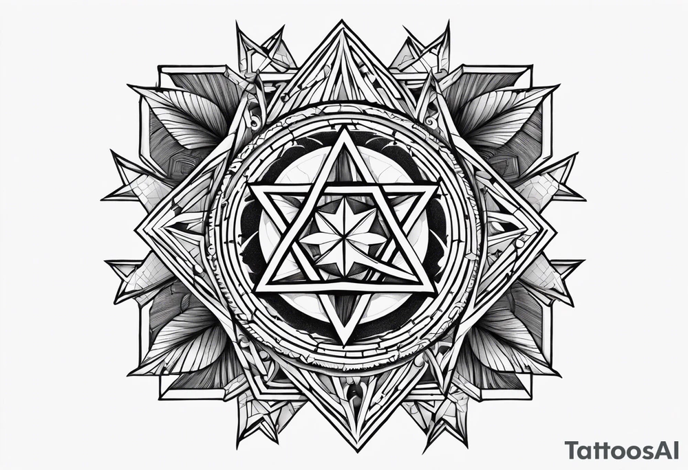 Band tool heptagram on elbow tattoo idea