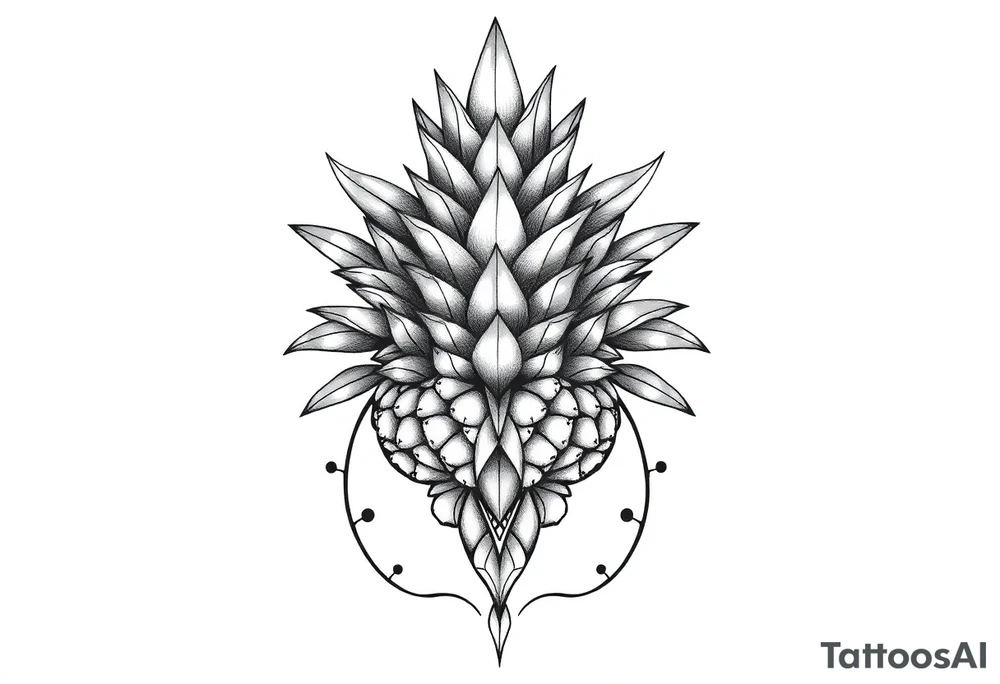 Bushy crown pineapple vagina, design to go over vagina , erotic vagina area design, anus to be at the bottom tattoo idea