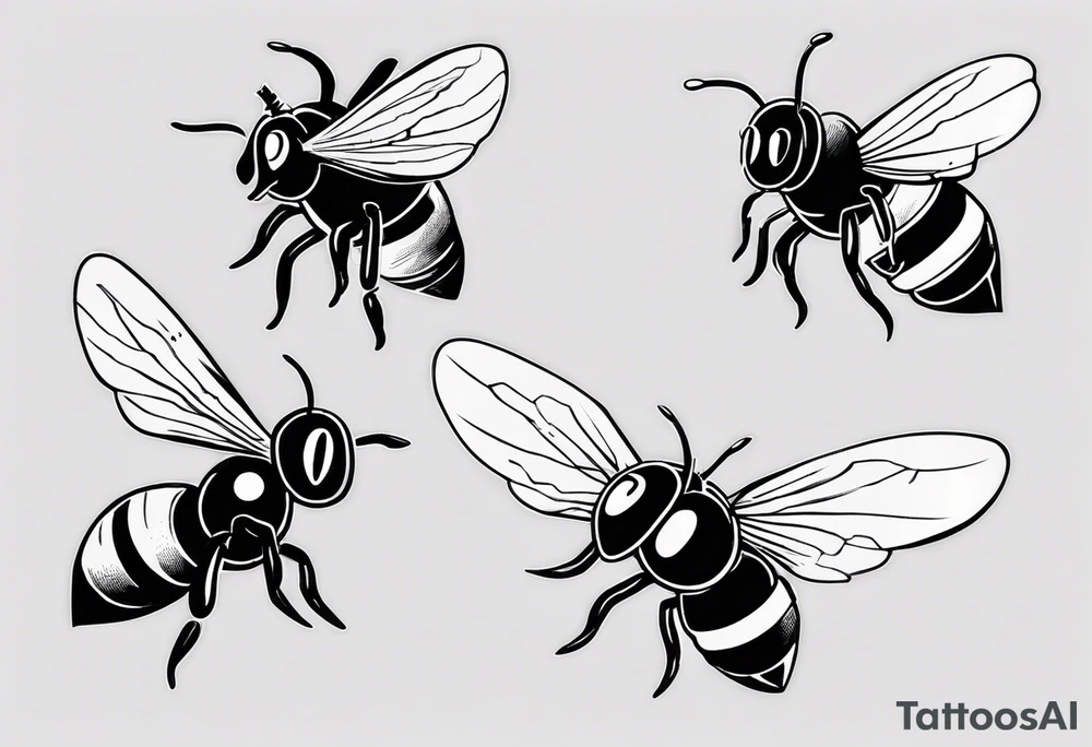comic biene im flug tattoo idea
