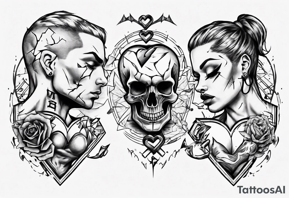 Broken-hearted gym twins tattoo idea