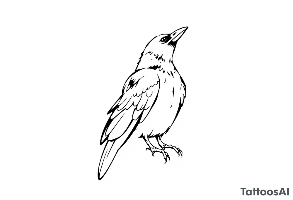 beautiful raven looking over its shoulder tattoo idea