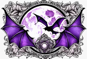 Purple bats and moon tattoo idea