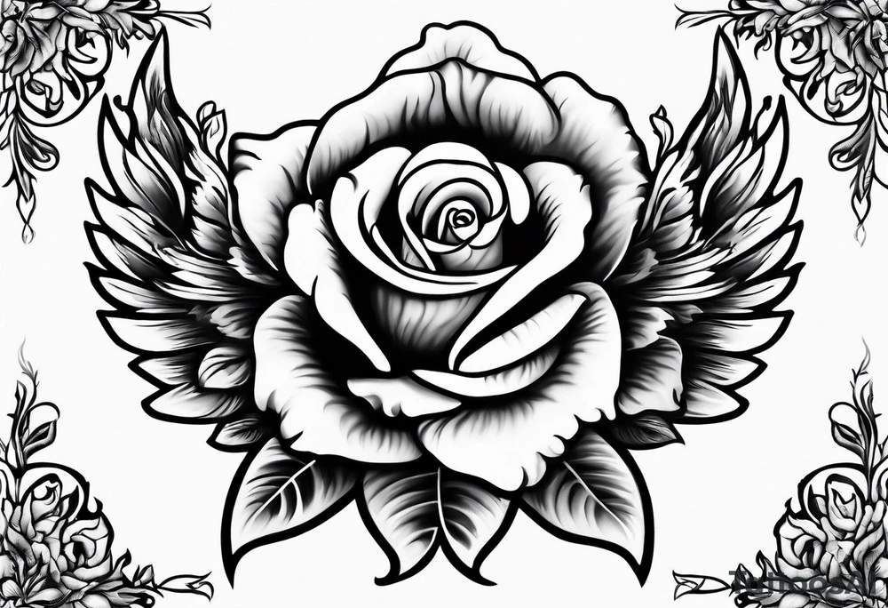 Praying hands with rose and dove tattoo idea