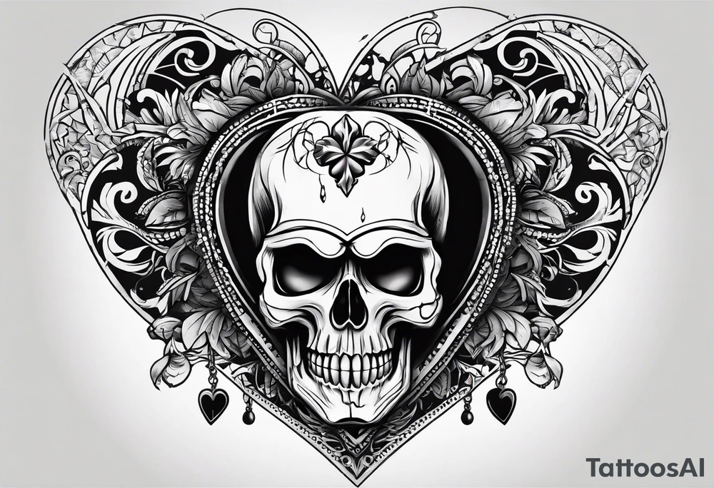 Solid thick lines.
Broken heart with skull.
Respect, honesty 
Not to much detail tattoo idea