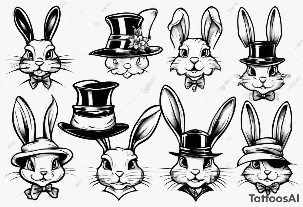funny bunny hat tattoo idea