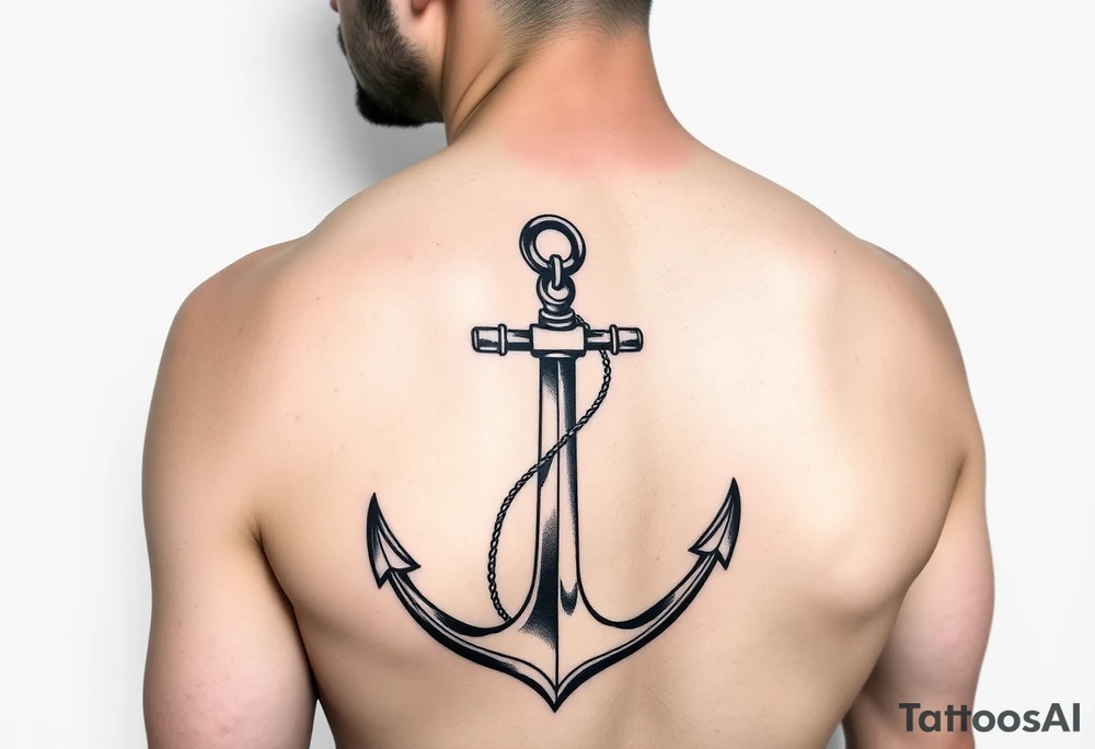 bold man with anchor and yacht
put on arm tattoo idea