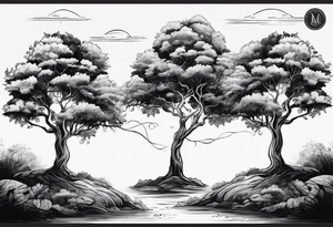 Three dainty trees tattoo idea