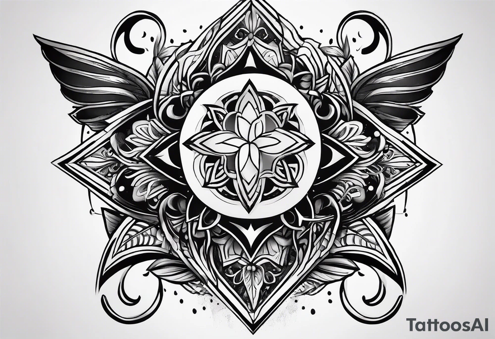"Ω" symbol black magic style tattoo idea