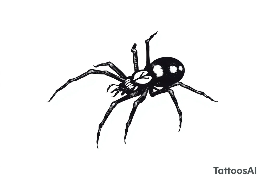 Black widow Spider crawling down sideways with the letter Y on the body of the spider tattoo idea