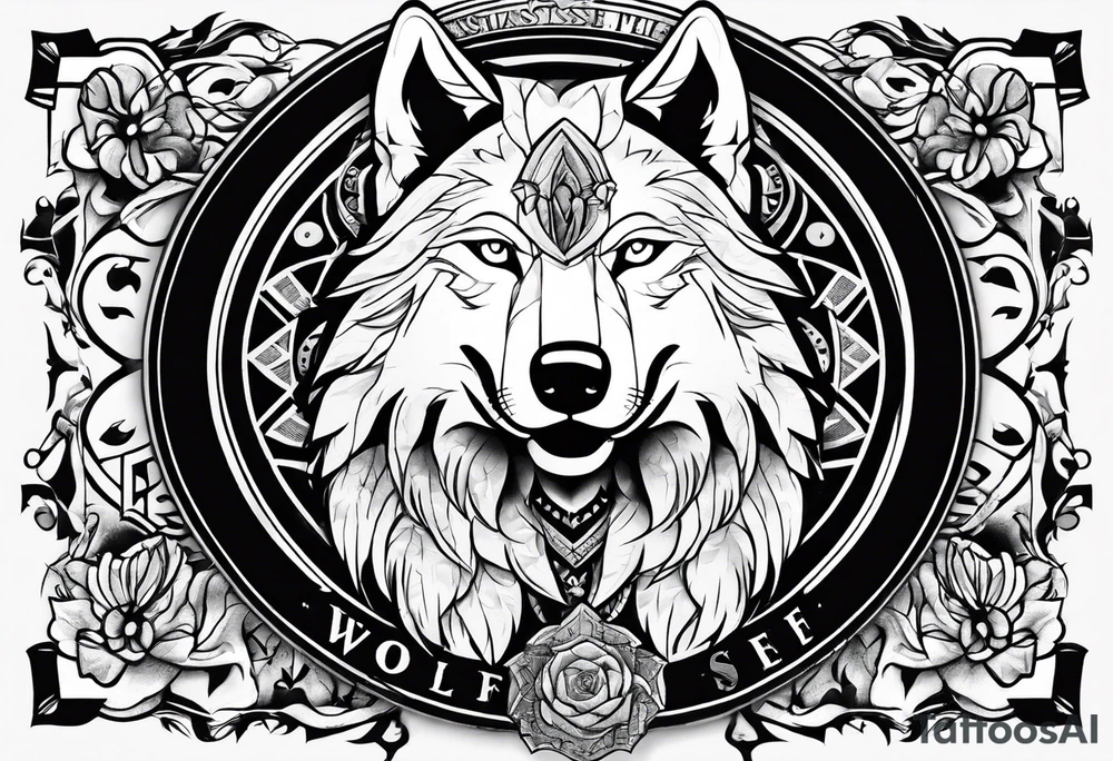 wolf with the letters SP on it tattoo idea