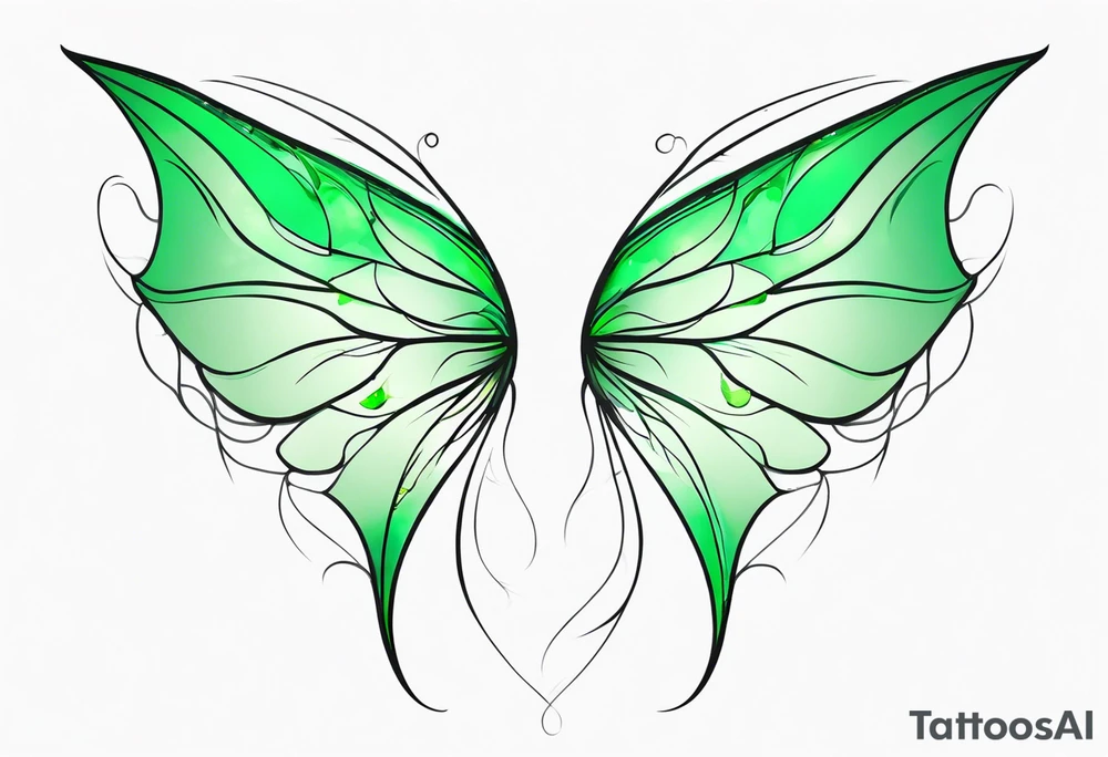 Green fairy wings tattoo idea