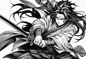 Demon slayer anime gyutaro fighting tattoo idea