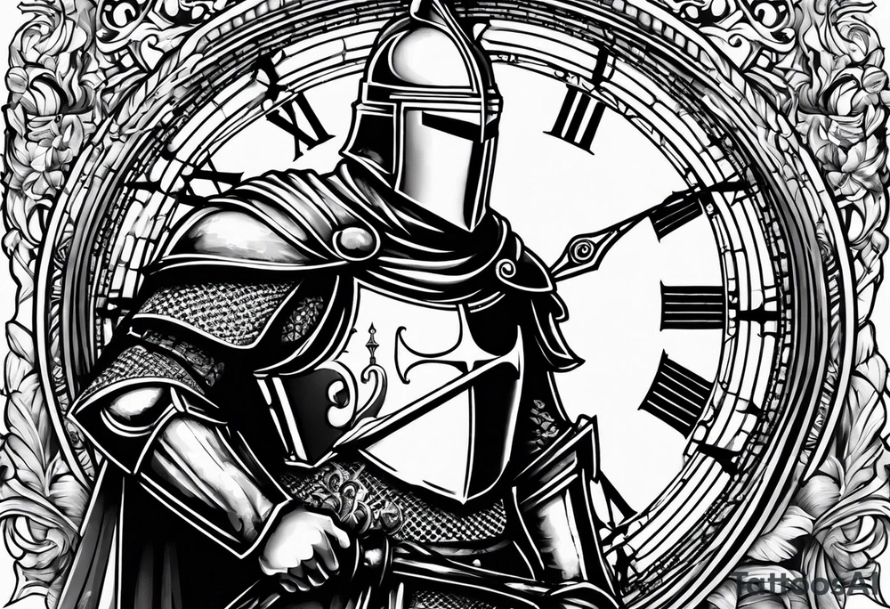 knight templar with clock tattoo idea
