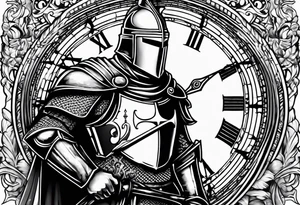 knight templar with clock tattoo idea