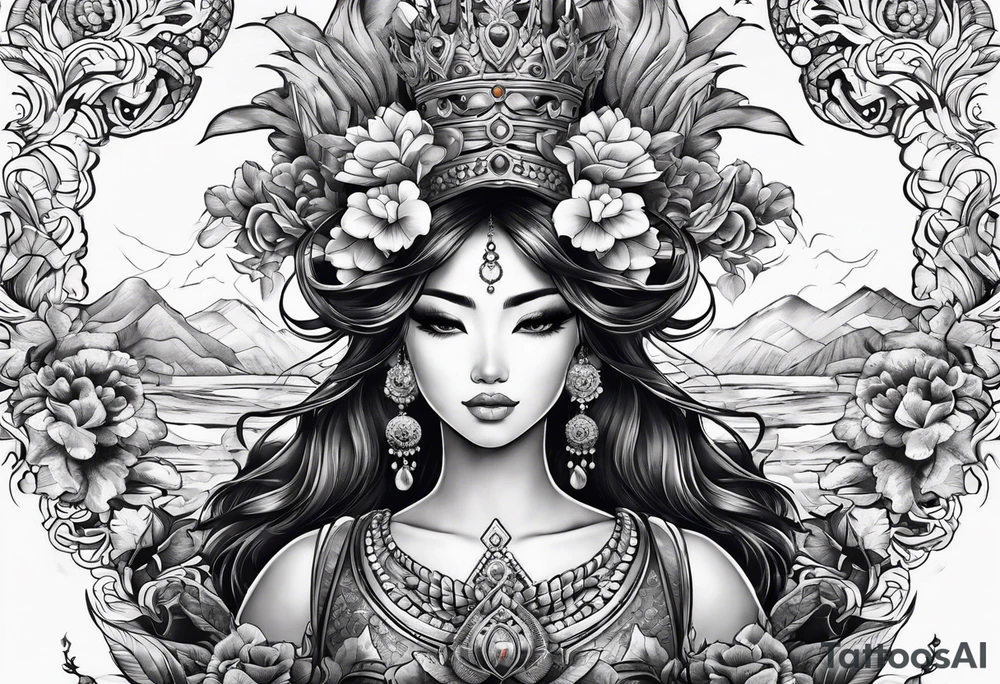 King Saez across the back tattoo idea