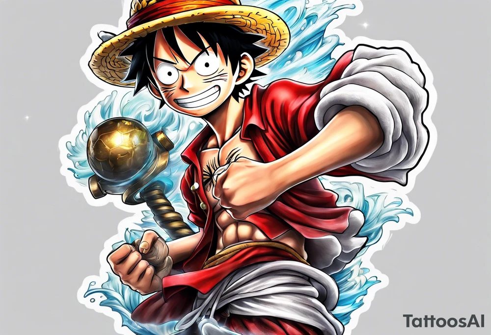 Luffy with gear 5 tattoo idea