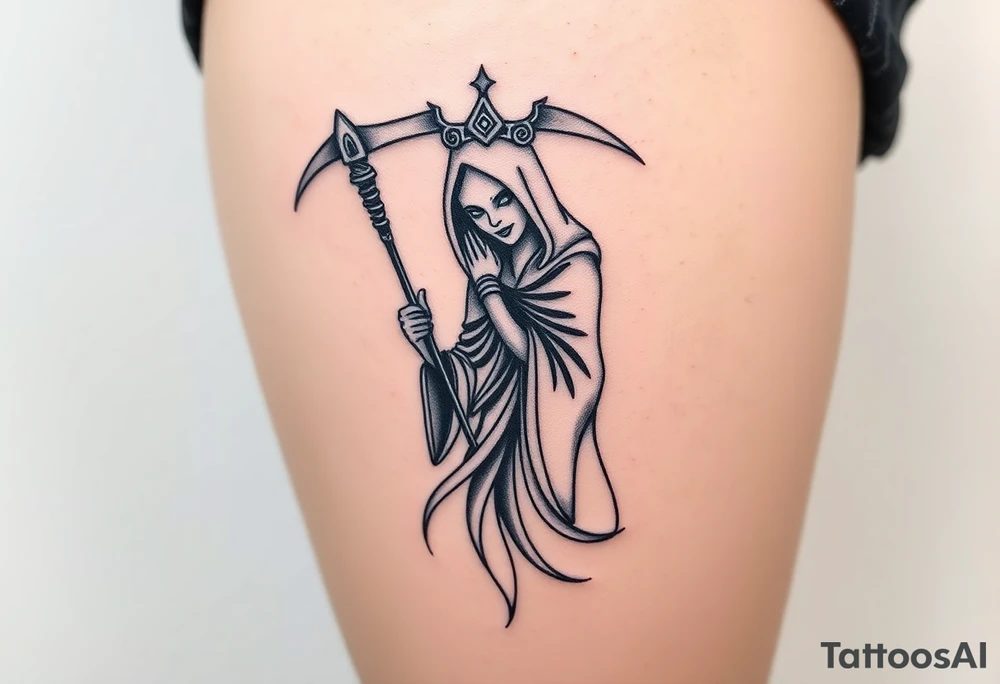 Queen, reaper, scary, pretty tattoo idea