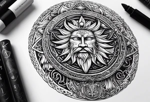 viking moon and sun tattoo idea