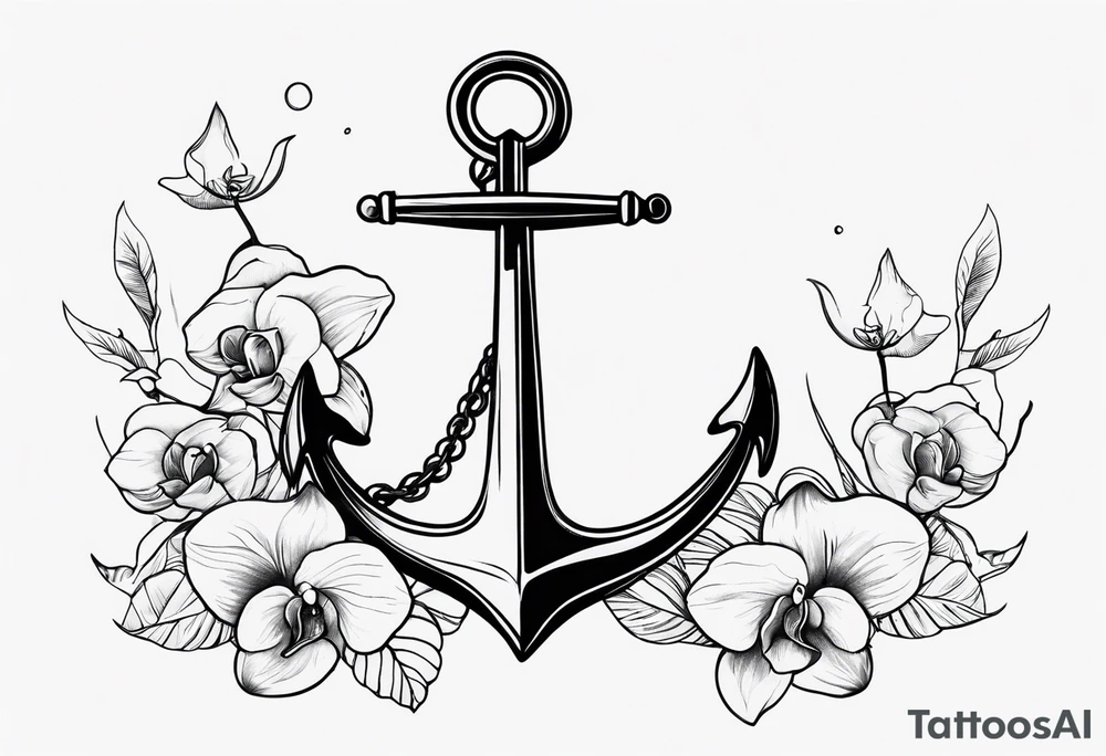 An anchor and orchids and a whale tattoo idea